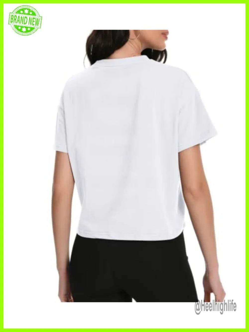 Oversized Cotton Crop Top Boxy Short Sleeve Workout Yoga Athletic Tee